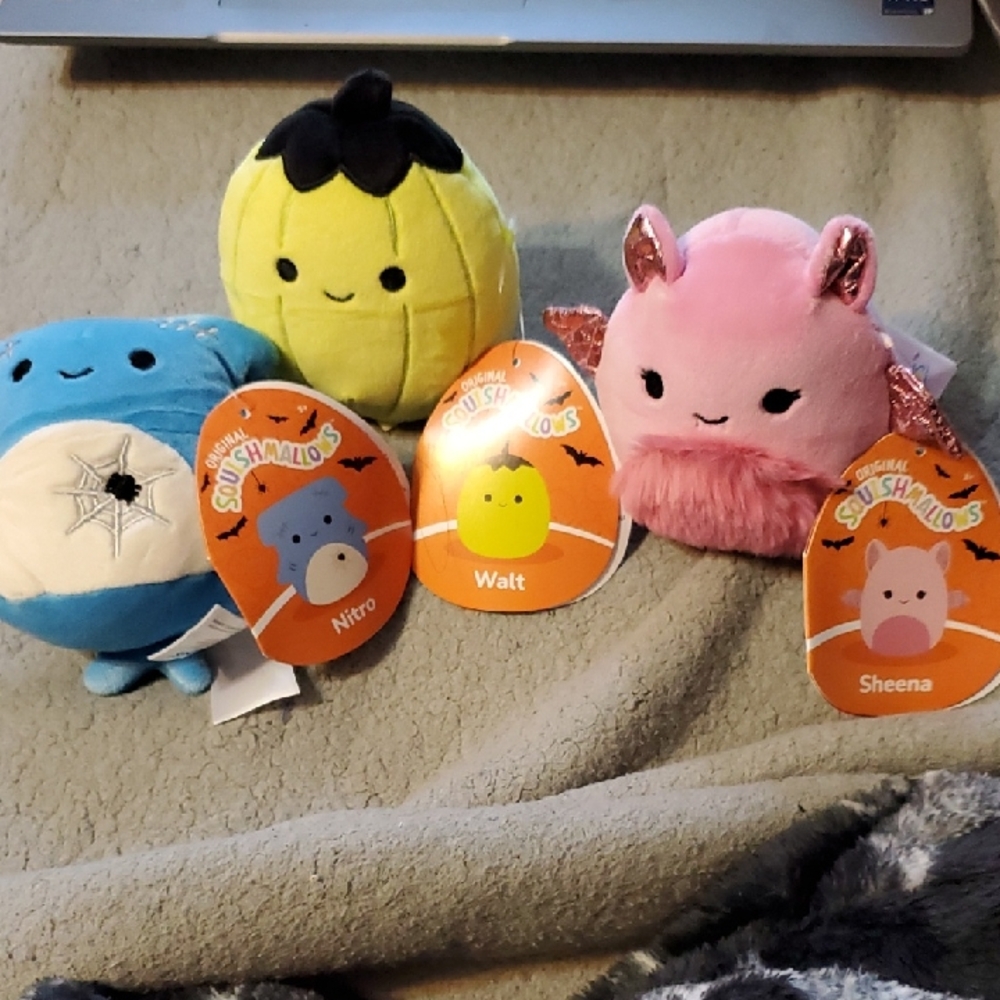 Squishmallows Toy Trio - Blue, Yellow, Pink